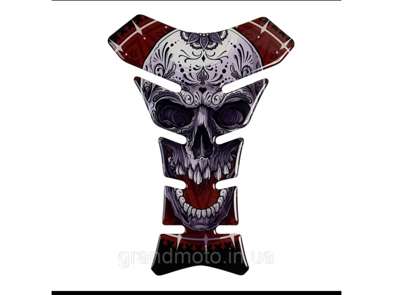 Наклейка на бак мотоцикла обьемная 3d Skull HK