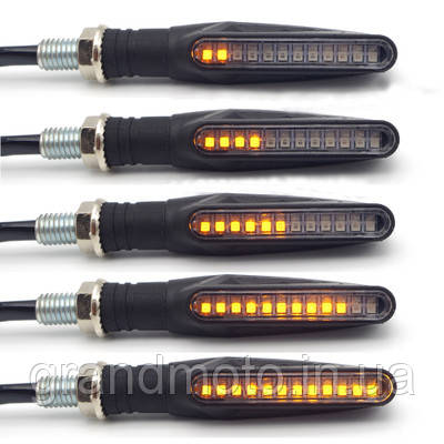 Поворотники покажчики поворотів для мотоцикла з біжучим світлом Stripe LED ПАРА
