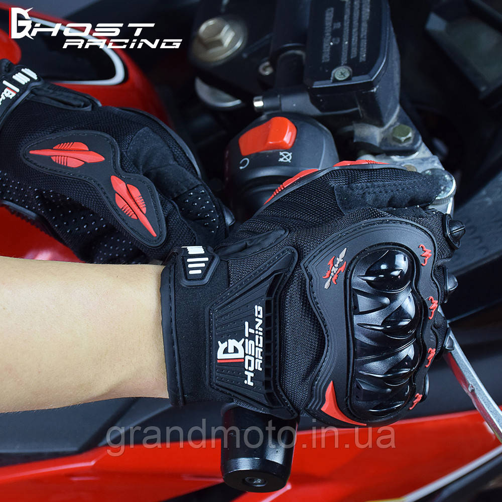 Текстильні літні мото рукавиці Ghost Racing Red Biker