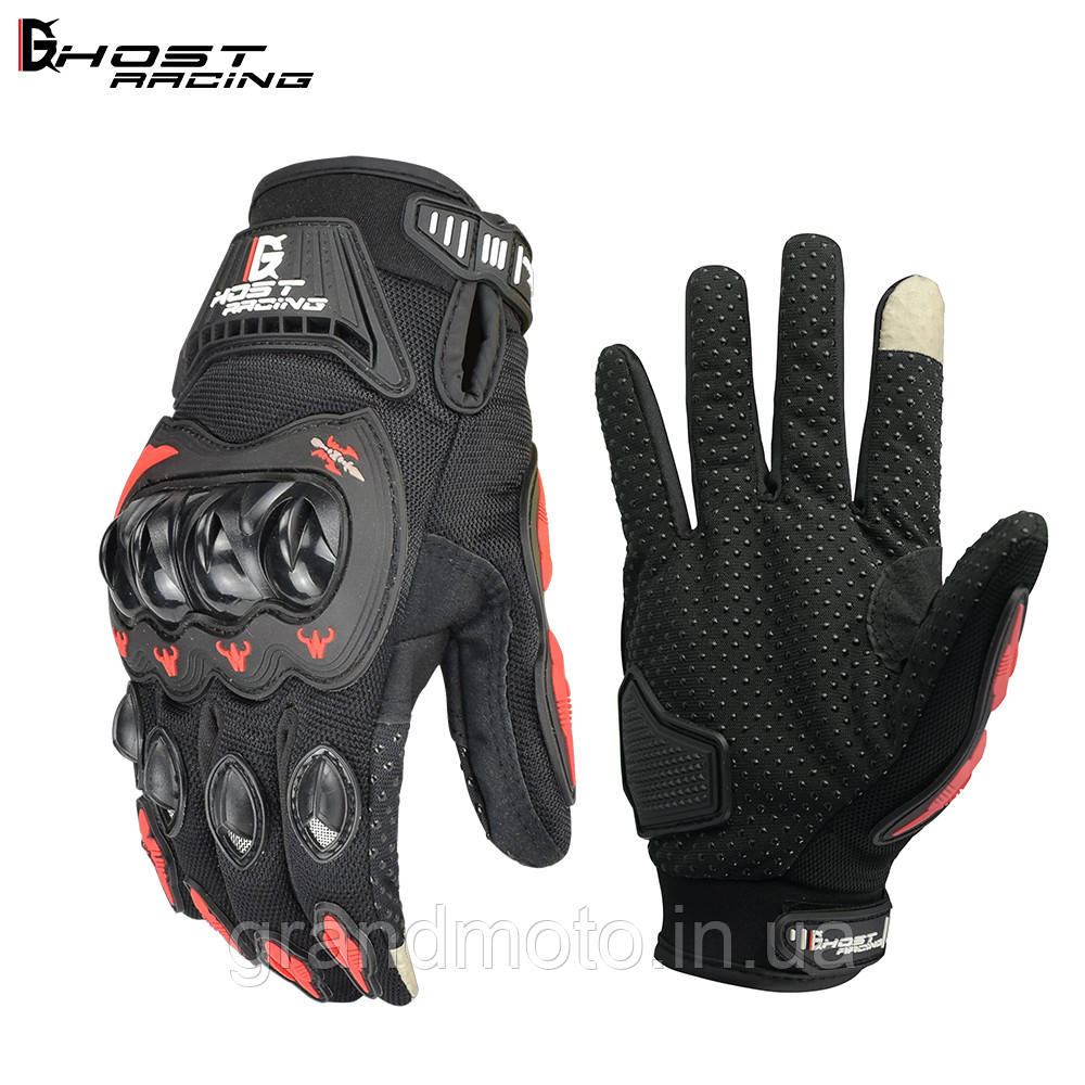 Текстильні літні мотоперчатки Ghost Racing Biker Red L
