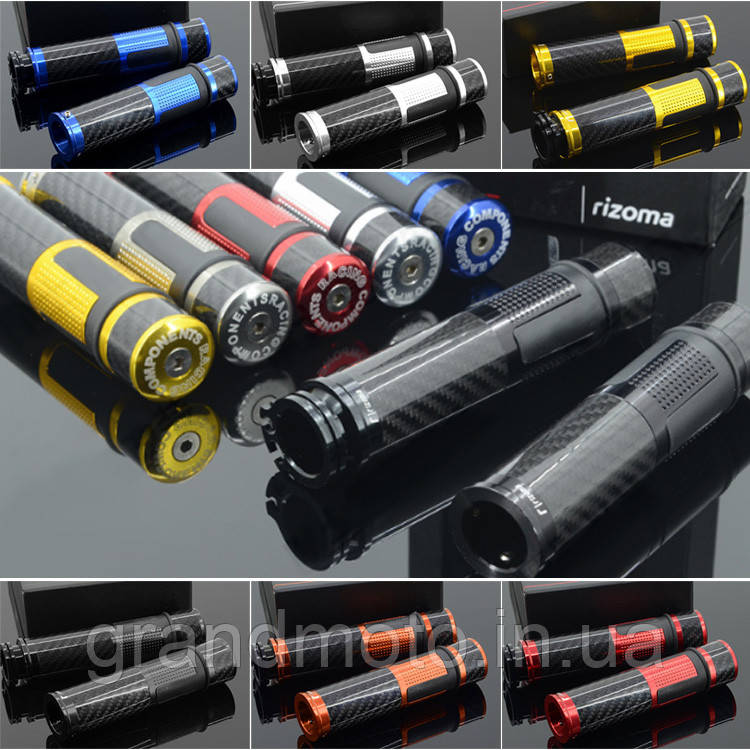 Ручки для мотоцикла алюмінієві анодовані Rizoma carbon Зелений