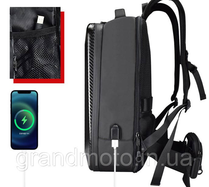 Рюкзак для мотоцикліста з дощовиком під шолом Ghost Stealth
