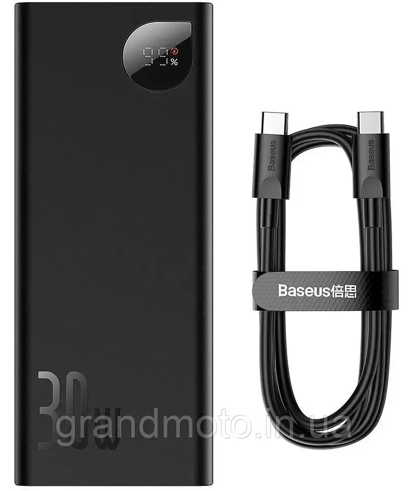 Power Bank Baseus Adaman2, 20000mAh, 30 Вт, з дисплеєм, з кабелем USB