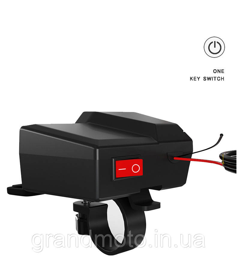 Потужна якісна 12v — Usb зарядка для мотоцикла QC3.0 3.4 A з градусником і вольтметром