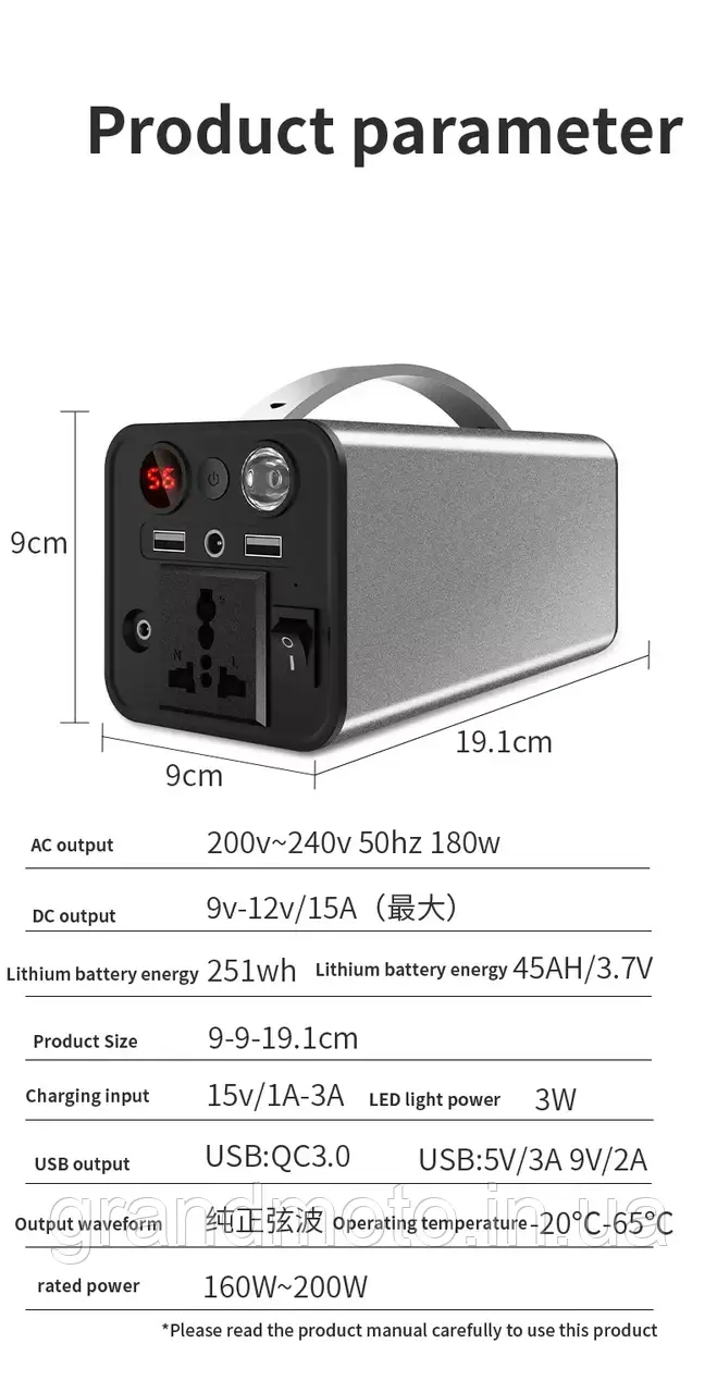 Портативна зарядна електростанція 200w 220v 45000mah павербанк сонячна станція OKD-180