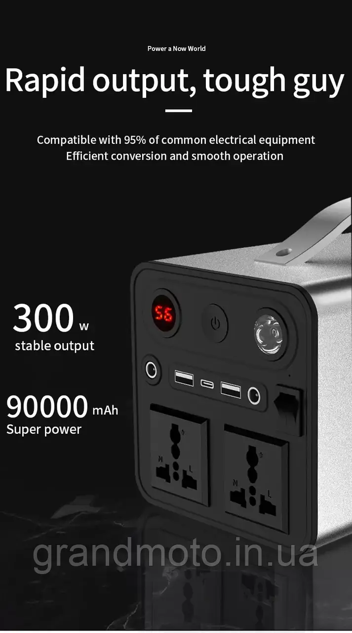 Портативна зарядна електростанція 333 Вт.ч 300 W 220v 90000mah павербанк сонячна станція OKD-300-2