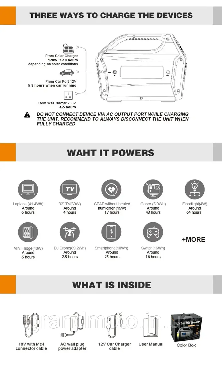 Портативна зарядна електростанція 230v Igopower GE500 540wh 500w чистий синус