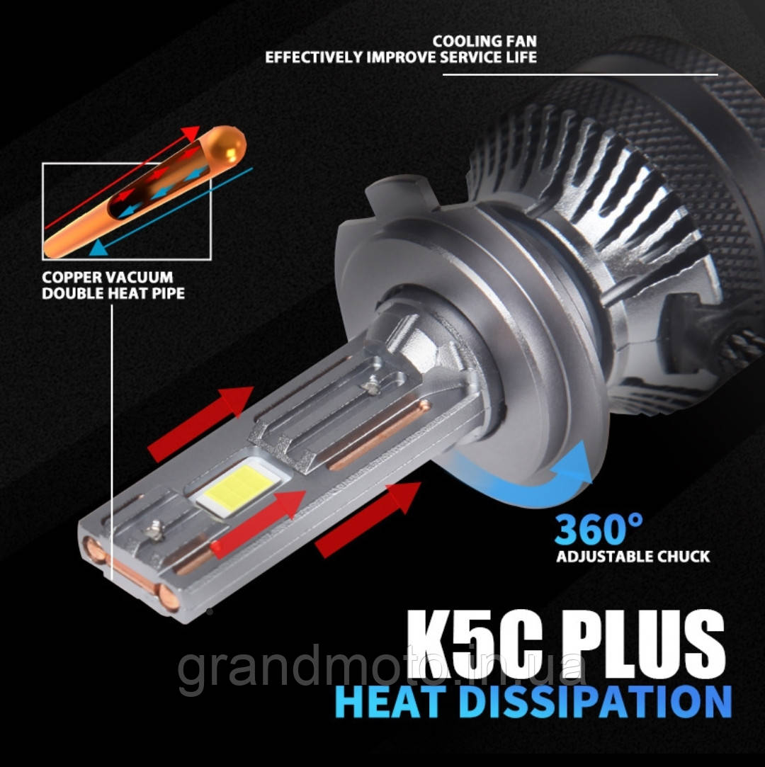 Потужна світлодіодна лампа для мотоцикла/автомобіля Led 70w H4 Dawnking K5C