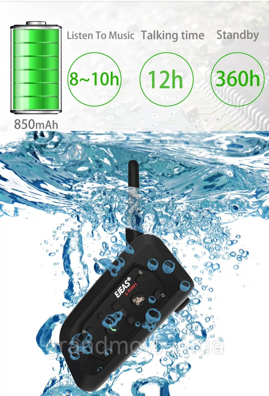 Мото Bluetooth-інтерком EJEAS V6 Pro 1200m