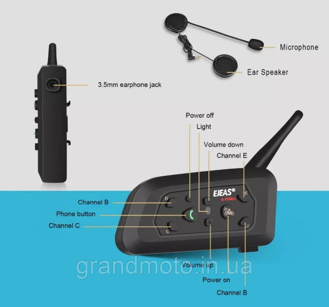 Мото Bluetooth-інтерком EJEAS V6 Pro 1200m