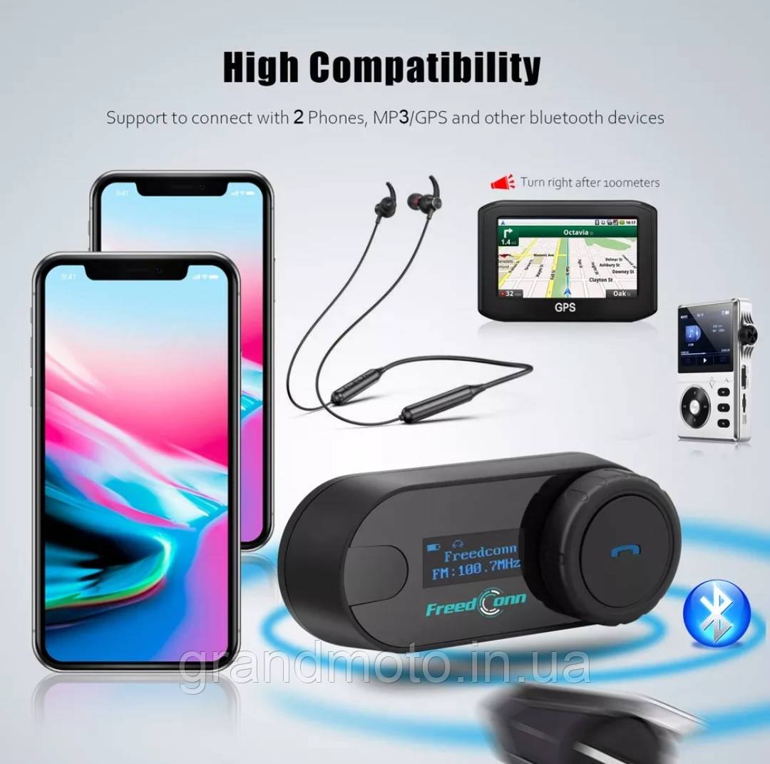 Мото Bluetooth-інтерком (T-com) FreedConn LCD FM 1000M