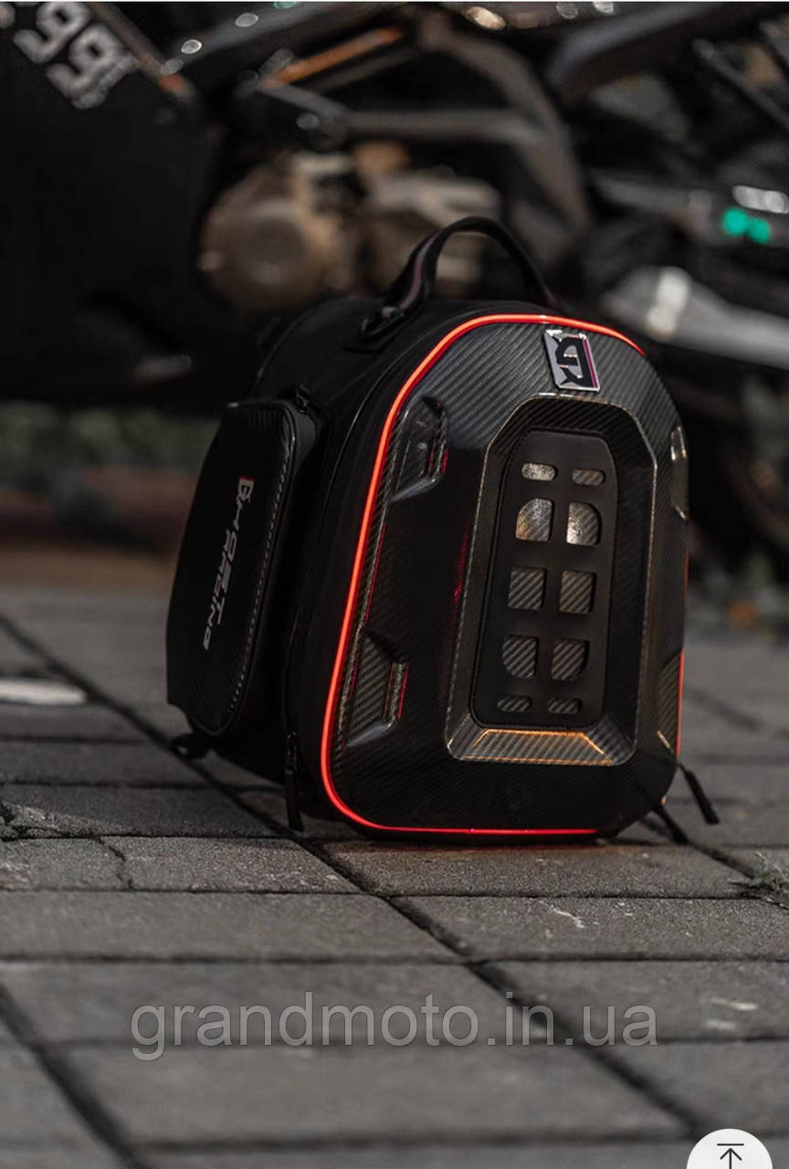 Сумка рюкзак із підсвіткою LED на сидіння мотоцикла для шолома Ghost Racing