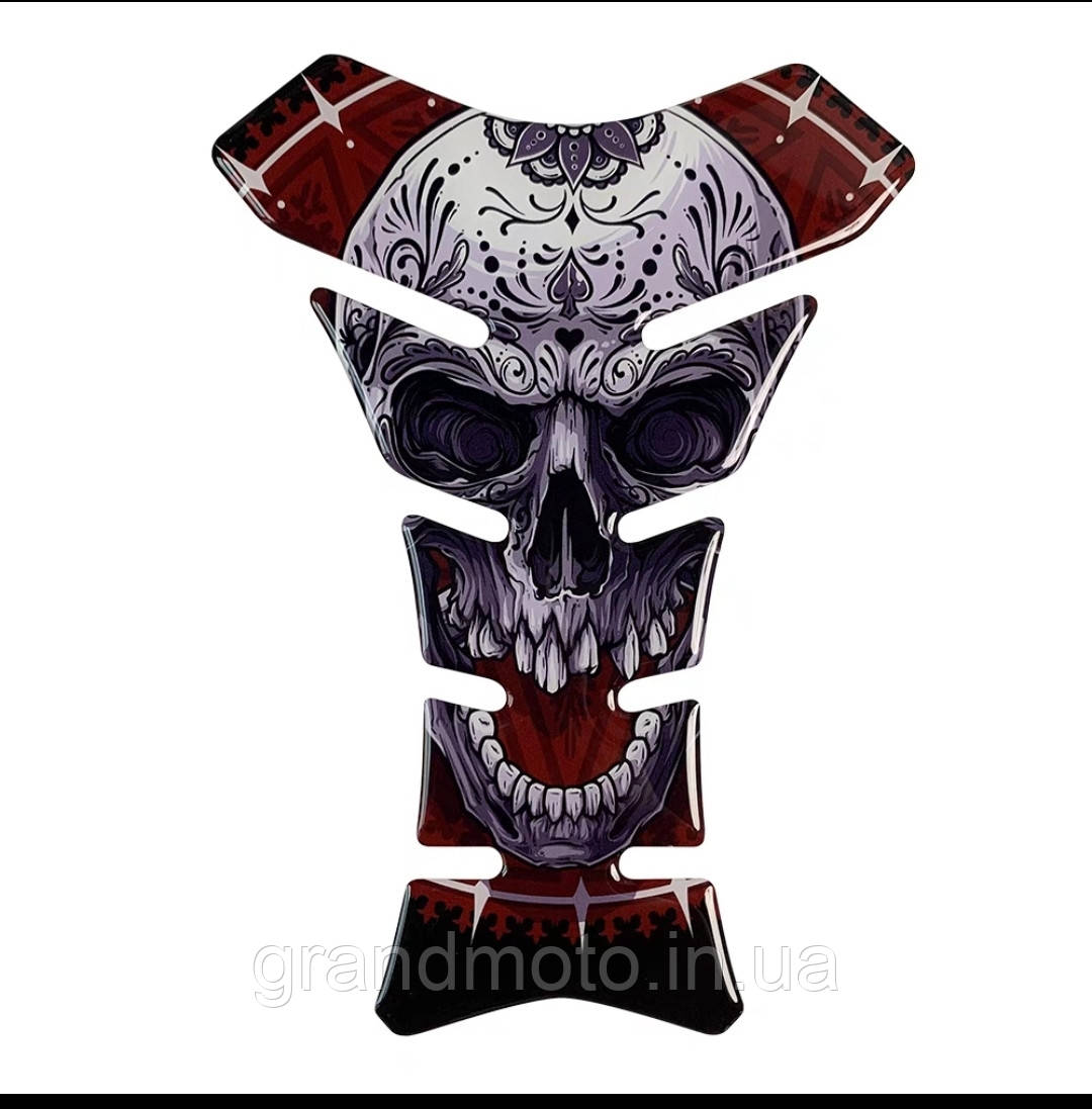 Наклейка на бак мотоцикла об'ємна 3d Skull HK