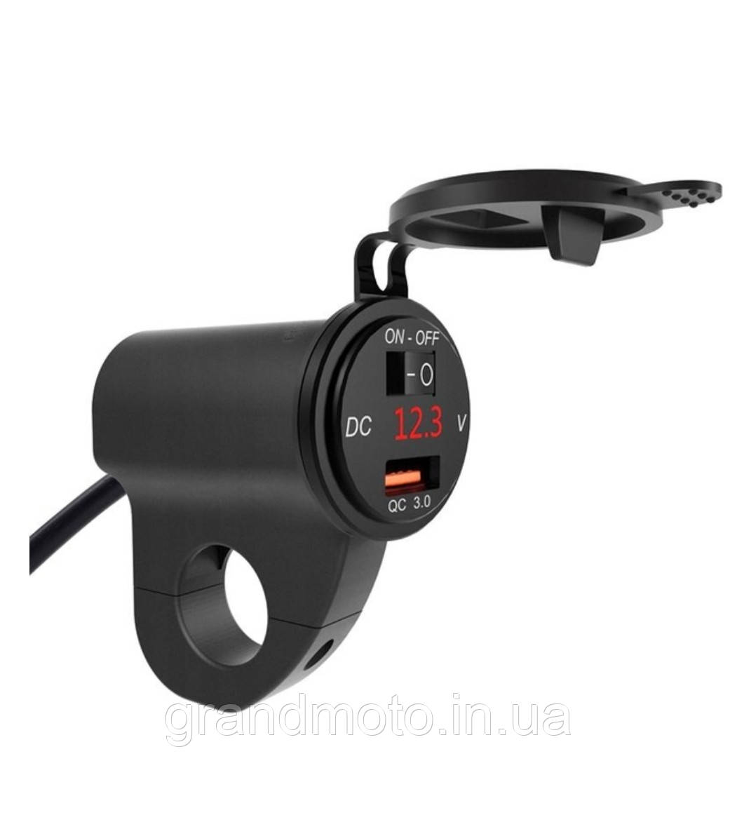 Алюмінієва Usb заряджання з вольтметром для мотоцикла QC3.0 30 Вт від WUPP