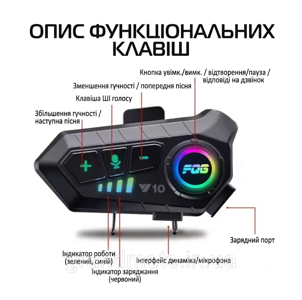 Мото Bluetooth Y10 гарнітура для шолома