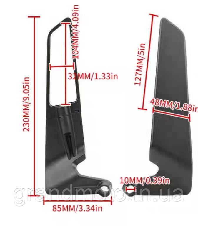 Дзеркала для мотоцикла аеродинамічні складані strit 4 Black Wing "Стелс"