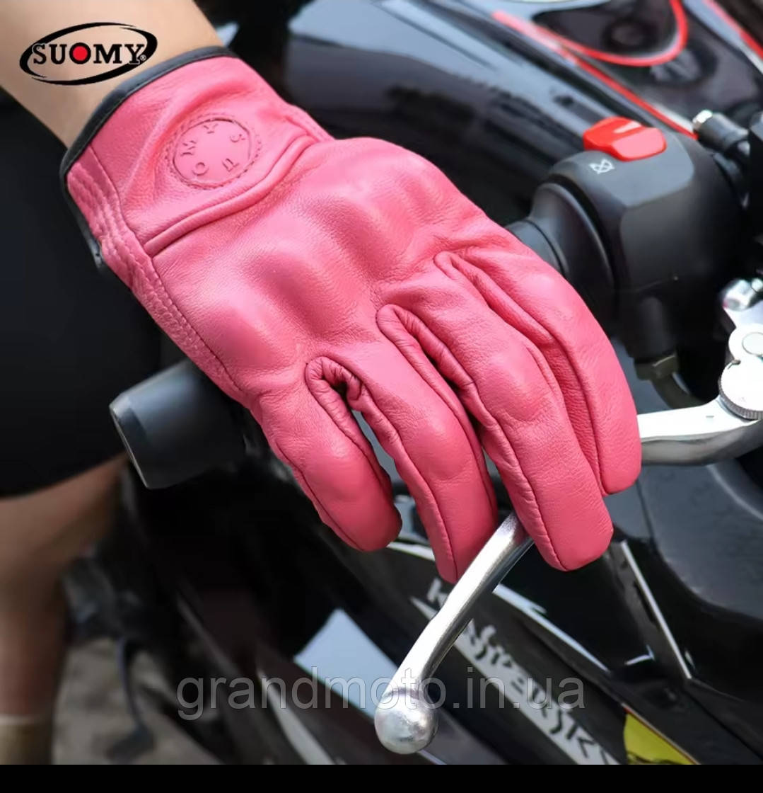 Жіночі моторукавиці шкіряні Suomy icon pink S