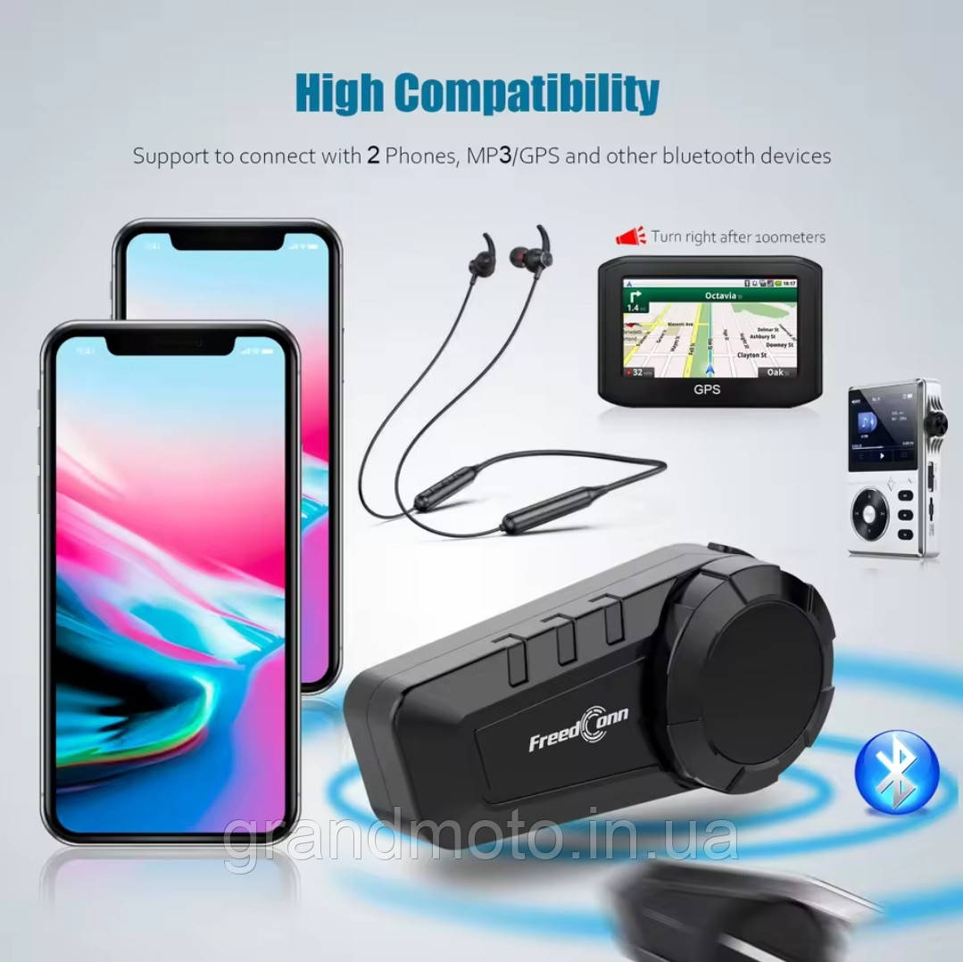 Мото Bluetooth інтерком гарнітура Freedconn KY Pro до 6 осіб 1000-2000 м
