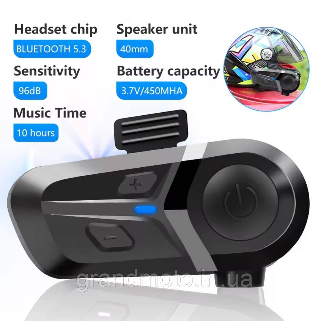 Мотогарнітура Bluetooth 5.3 L1 для шолома Водонепроникна мотогарнітура IP67 Музика, дзвінки До 154 роботи