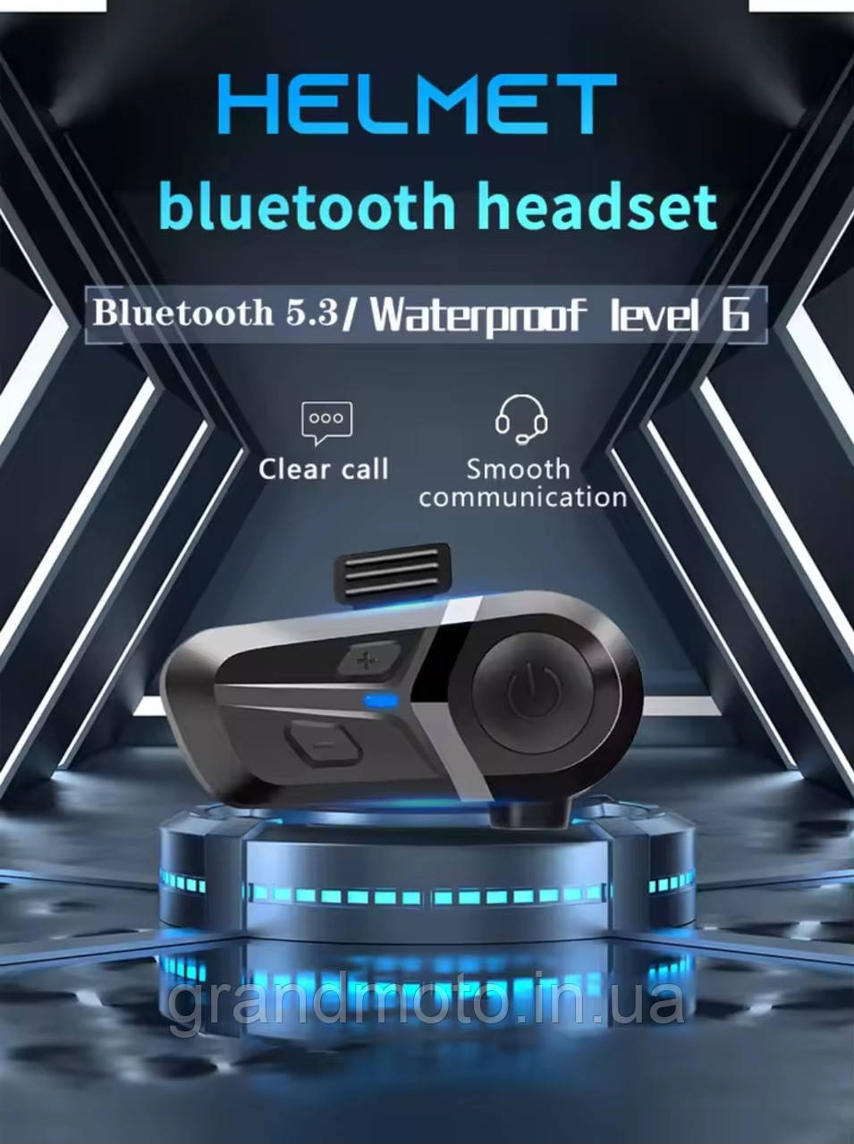 Мотогарнітура Bluetooth 5.3 L1 для шолома Водонепроникна мотогарнітура IP67 Музика, дзвінки До 154 роботи