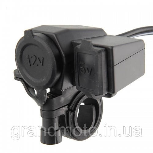 Прикурювач на кермо мотоцикла + 1 USB