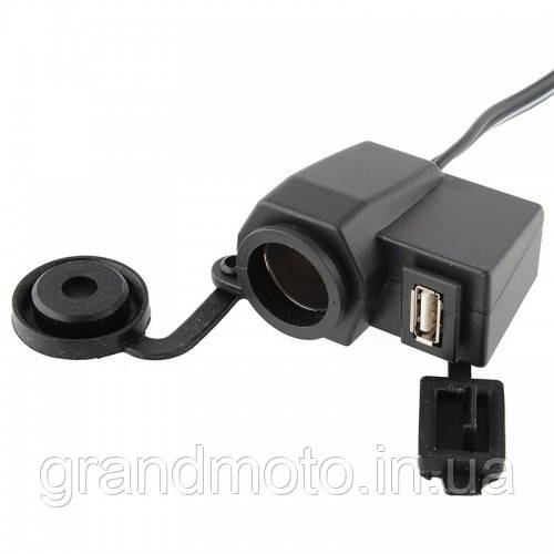 Прикурювач на кермо мотоцикла + 1 USB