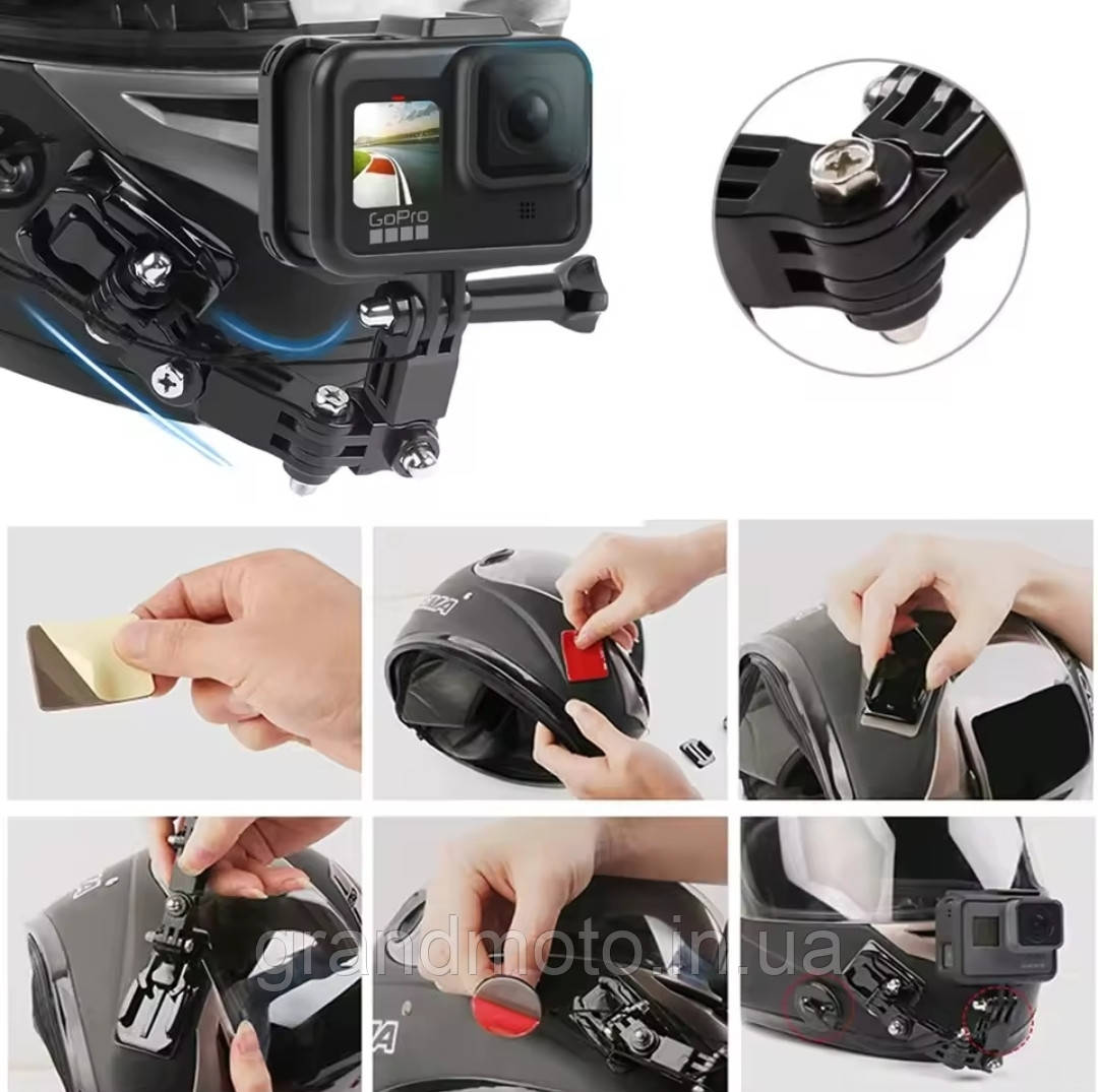 Набір кріплень для екшн-камер GoPro Hero на мотоциклетний шолом і велосипед 20 в 1