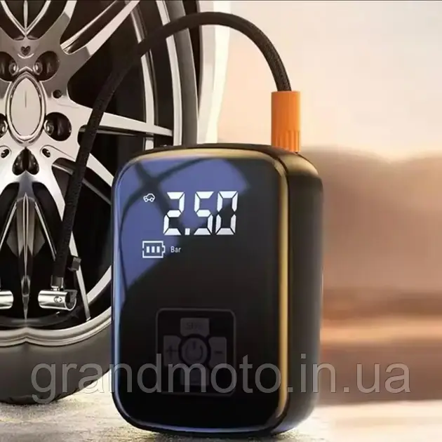 Насос портативний акумуляторний вело-мото авто компресор Led
