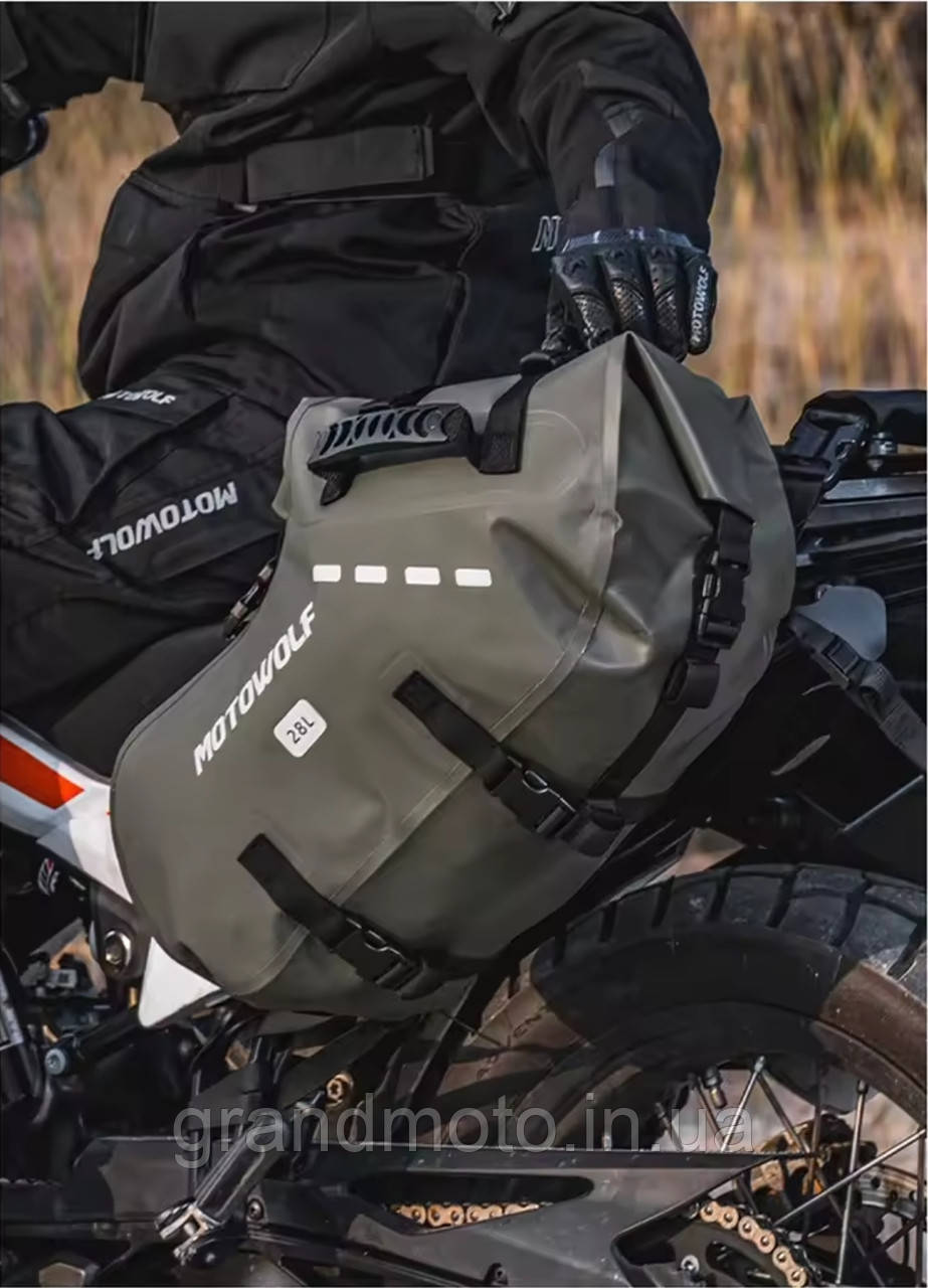 Комплект водонепроникних бічних м'яких кофрів MOTOWOLF (48 л кожен) у кольорі Army Green