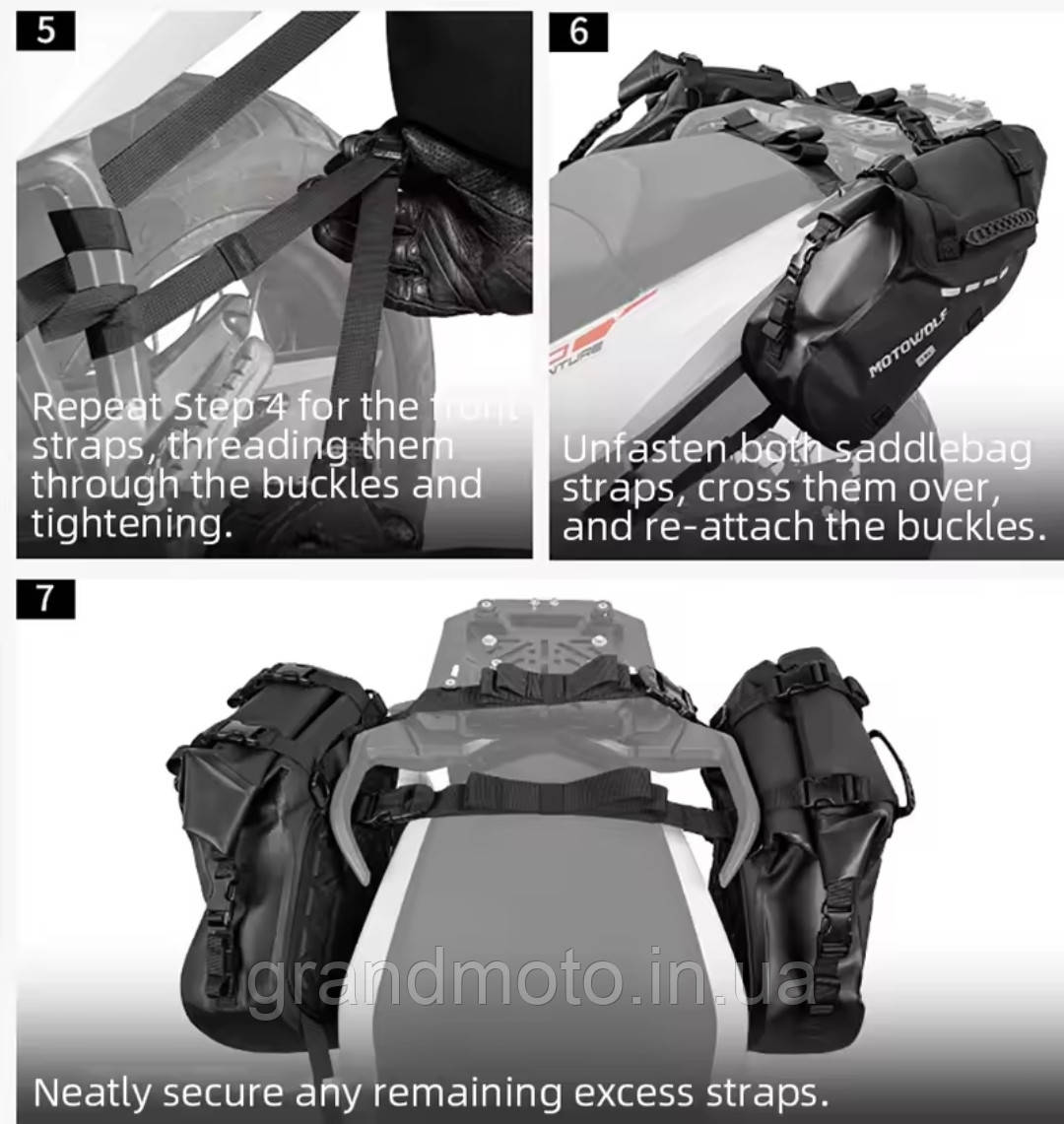 Комплект водонепроникних бічних м'яких кофрів MOTOWOLF (18 л кожен) у кольорі Army Green
