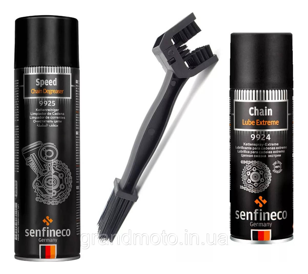 Набір для миття, чищення та змащення ланцюга 3в1 Senfineco Road Chain Care Kit (9924A)