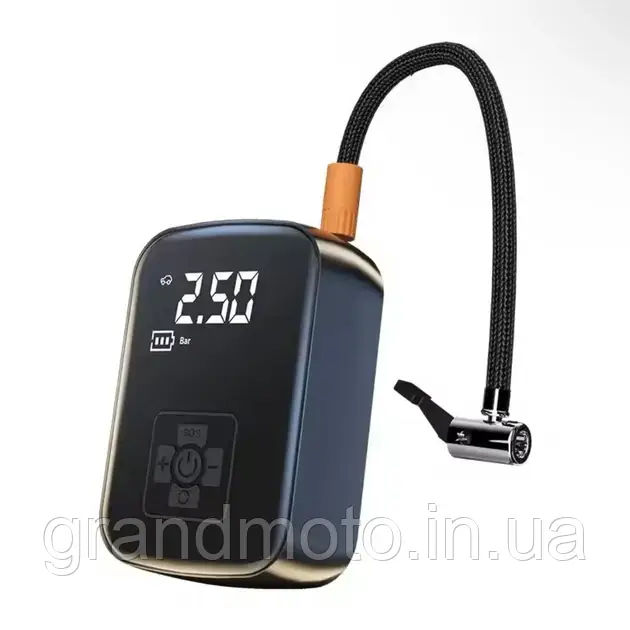 Насос портативний акумуляторний вело-мото авто компресор Led
