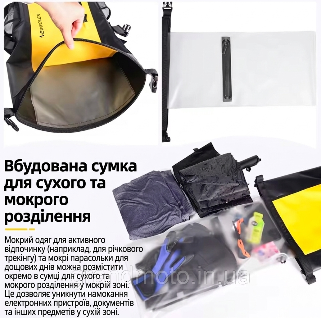Герметичний мото вело рюкзак NEWBOLER 25л — Водонепроникний ПВХ моторюкзак