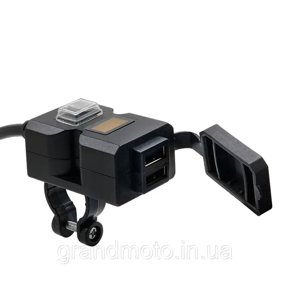 2 x USB зарядний пристрій для мотоцикла з кріпленням на кермо/дзеркало