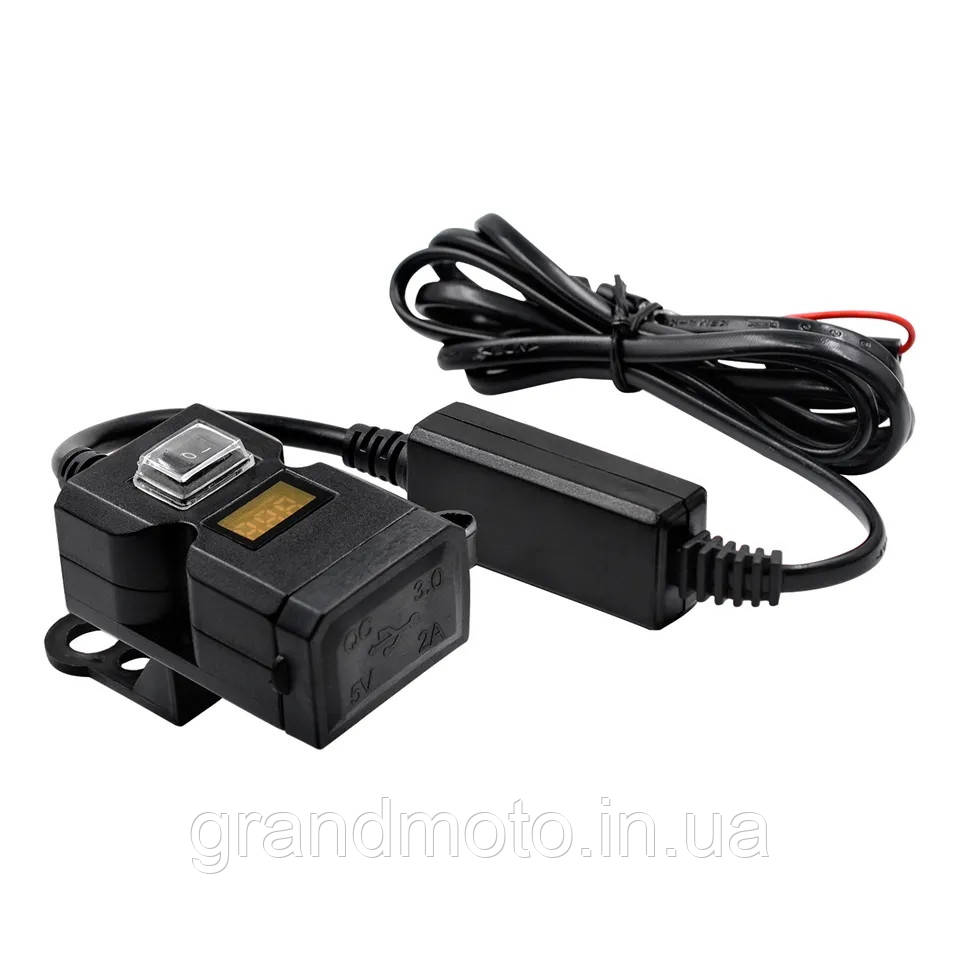2 x USB зарядний пристрій для мотоцикла з кріпленням на кермо/дзеркало