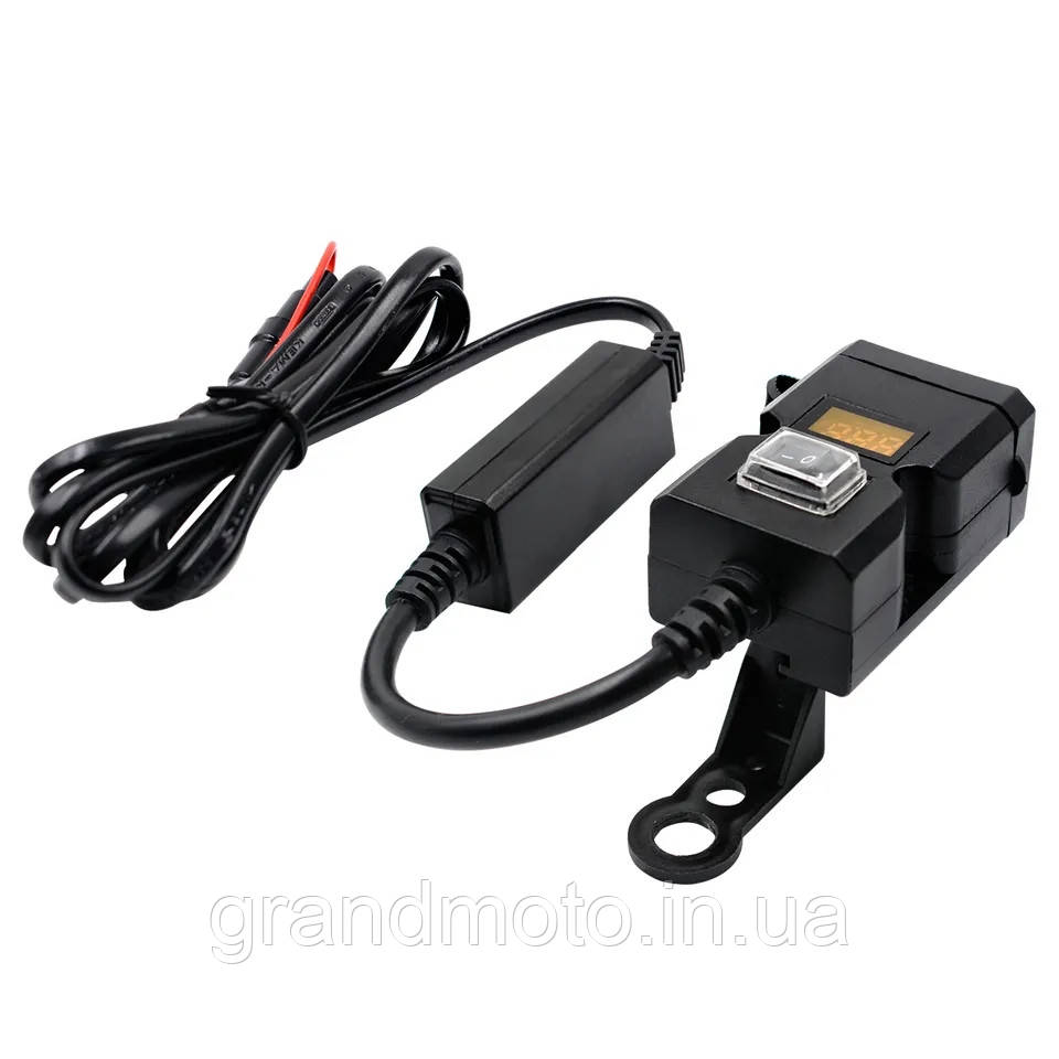 2 x USB зарядний пристрій для мотоцикла з кріпленням на кермо/дзеркало