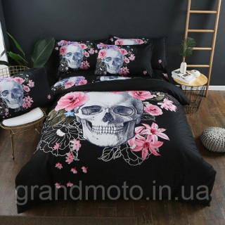 3D Байкерское мото постельное белье Skull and Roses