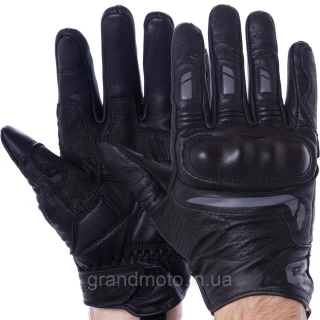 Кожаные короткие мото перчатки Leather Biker