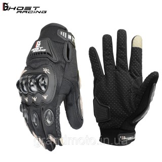 Текстильные летние мотоперчатки Ghost Racing Biker Black