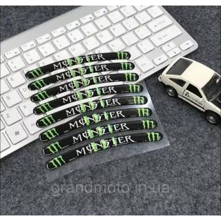 Наклейки на мото диски обода силиконовые 17-19" Monster Energy