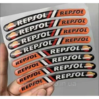 Наклейки на мото диски обода силиконовые 17-19" Repsol