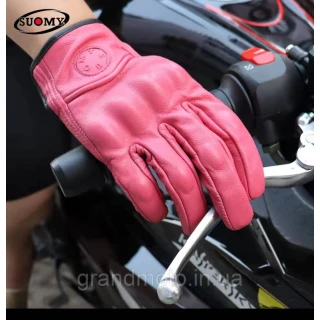 Женские мотоперчатки кожаные Suomy icon pink