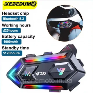 Мото Bluetooth гарнитура для шлема Y20 с RGB подсветкой блутус интерком