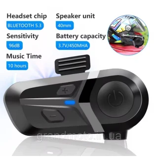 Мотогарнитура Bluetooth 5.3 L1 для шлема | Водонепроницаемая мото гарнитура IP67 Музыка, звонки До 154 работы