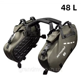 Комплект водонепроницаемых боковых мягких кофров MOTOWOLF (48 л каждый) в цвете Army Green