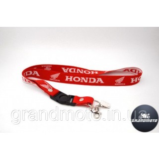 Шнурок на шею для мотоциклиста Honda красная резинка