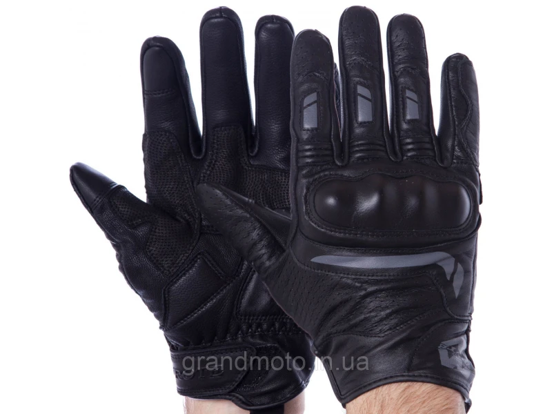Кожаные короткие мото перчатки Leather Biker