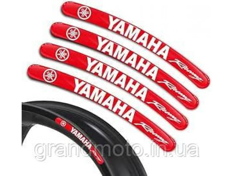 Наклейки на мото диски обода силиконовые 17-19" Yamaha Red
