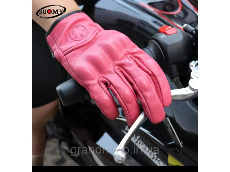 Женские мотоперчатки кожаные Suomy icon pink
