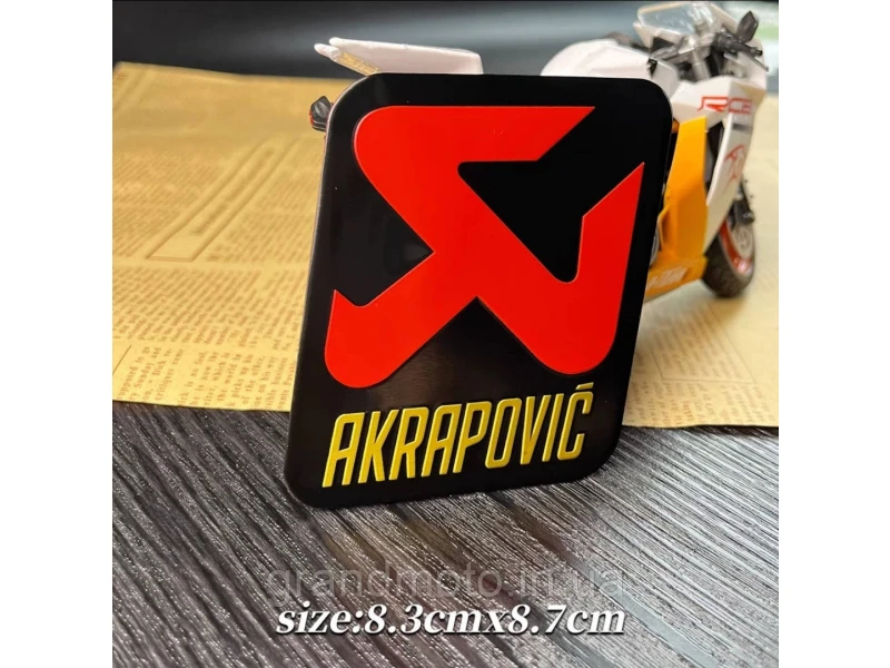 Алюминиевая табличка на прямоточный глушитель Akrapovic 8.3см x 8.7см